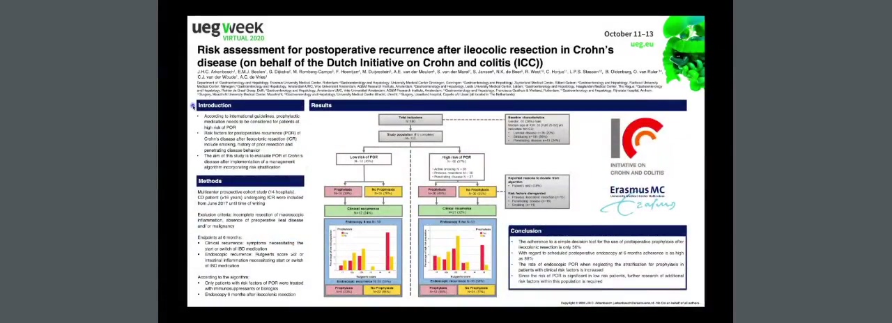 RISK ASSESSMENT FOR POSTOPERATIVE RECURRENCE AFTER ILEOCOLONIC RESECTION IN CROHN'S DISEASE (ON BEHALF OF THE DUTCH INITIATIVE ON CROHN AND COLITIS (ICC)