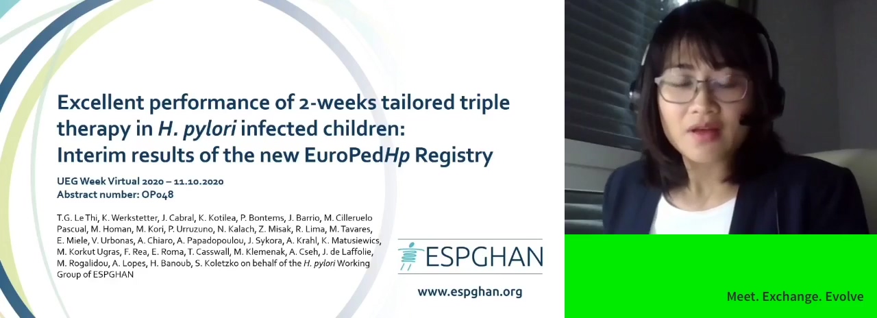 EXCELLENT PERFORMANCE OF 2-WEEKS TAILORED TRIPLE THERAPY IN H. PYLORI INFECTED CHILDREN: INTERIM RESULTS OF THE NEW EUROPEDHP REGISTRY