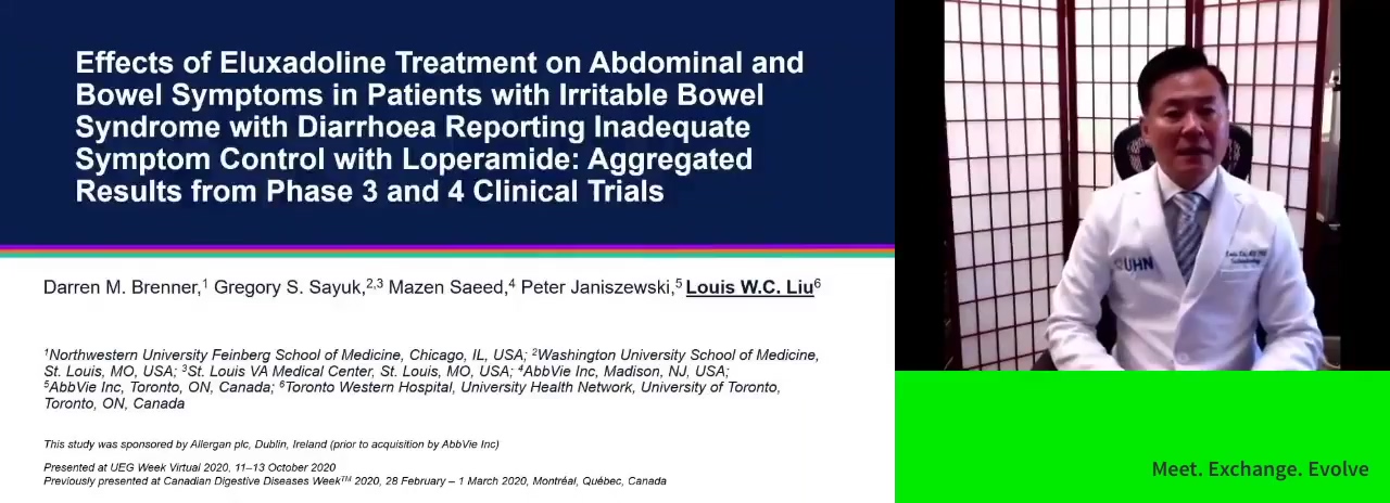 EFFECTS OF ELUXADOLINE TREATMENT ON ABDOMINAL AND BOWEL SYMPTOMS IN PATIENTS WITH IRRITABLE BOWEL SYNDROME WITH DIARRHEA REPORTING INADEQUATE SYMPTOM CONTROL WITH LOPERAMIDE: AGGREGATED RESULTS FROM PHASE 3 AND 4 CLINICAL TRIALS