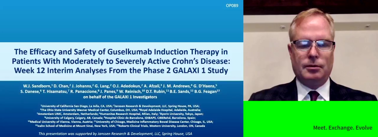 THE EFFICACY AND SAFETY OF GUSELKUMAB INDUCTION THERAPY IN PATIENTS WITH MODERATELY TO SEVERELY ACTIVE CROHN'S DISEASE: WEEK 12 INTERIM ANALYSES FROM THE PHASE 2 GALAXI 1 STUDY