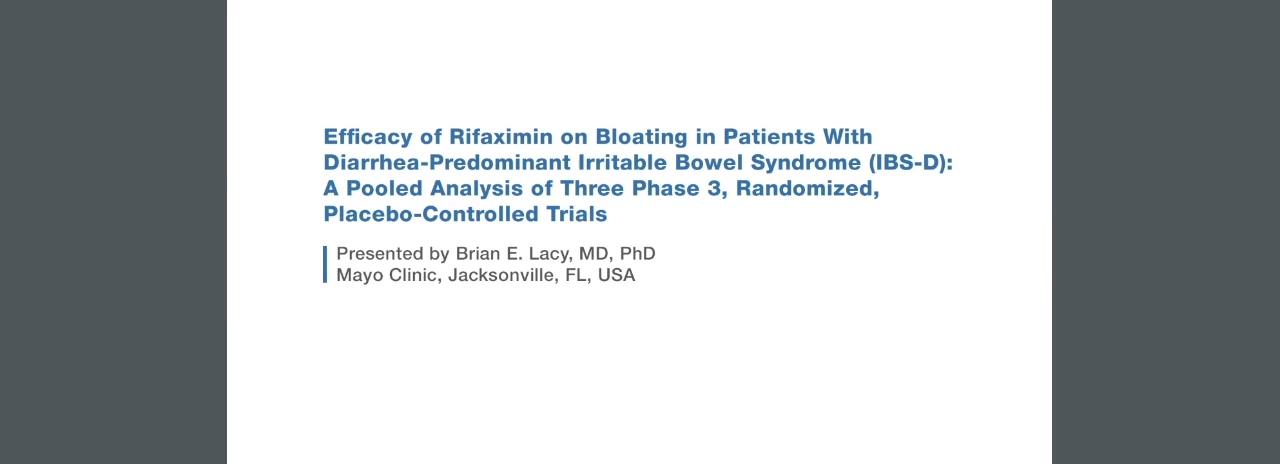 EFFICACY OF RIFAXIMIN ON BLOATING IN PATIENTS WITH DIARRHOEA-PREDOMINANT IRRITABLE BOWEL SYNDROME: A POOLED ANALYSIS OF THREE PHASE 3, RANDOMIZED, PLACEBO-CONTROLLED TRIALS