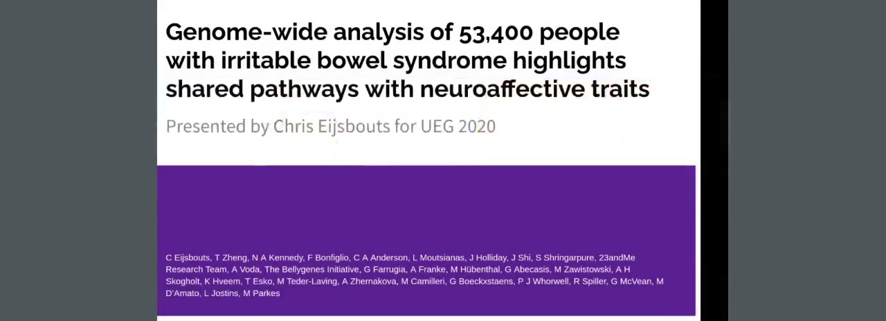 GENOME-WIDE ANALYSIS OF 53,400 PEOPLE WITH IRRITABLE BOWEL SYNDROME HIGHLIGHTS SHARED PATHWAYS WITH NEUROAFFECTIVE TRAITS