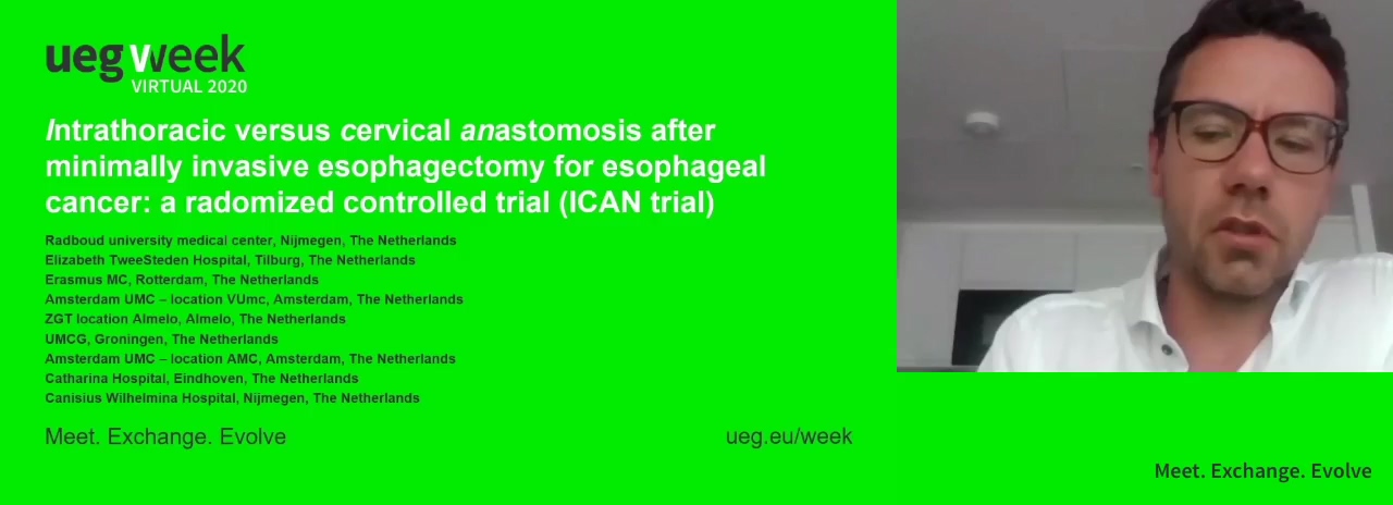 INTRATHORACIC VERSUS CERVICAL ANASTOMOSIS AFTER MINIMALLY INVASIVE OESOPHAGECTOMY FOR OESOPHAGEAL CANCER: A RANDOMISED CONTROLLED TRIAL