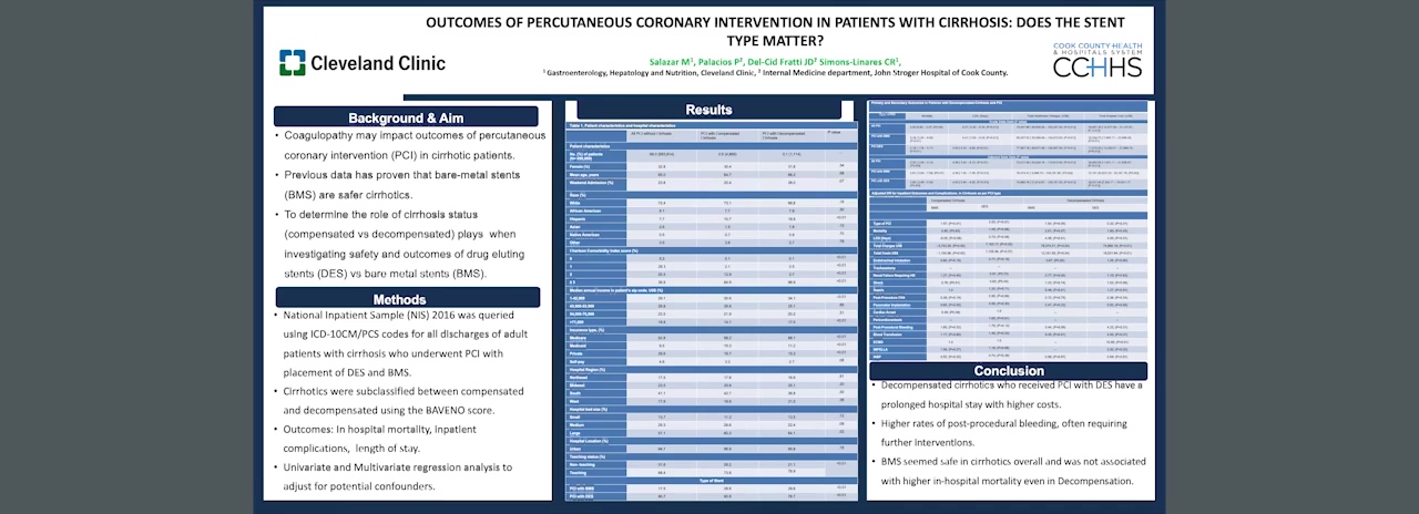 OUTCOMES OF PERCUTANEOUS CORONARY INTERVENTION IN PATIENTS WITH CIRRHOSIS: DOES THE STENT TYPE MATTER?