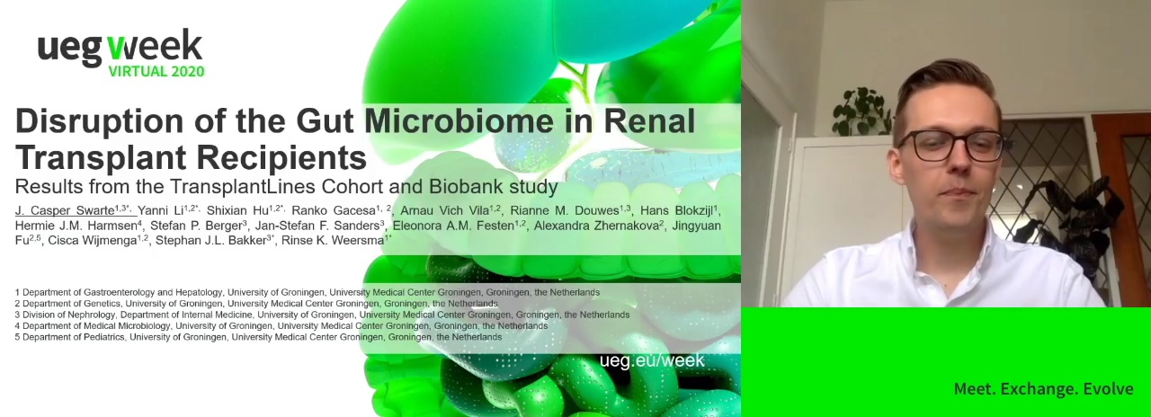 DISRUPTION OF THE GUT MICROBIOME IN RENAL TRANSPLANT RECIPIENTS: RESULTS FROM THE TRANSPLANTLINES COHORT AND BIOBANK STUDY