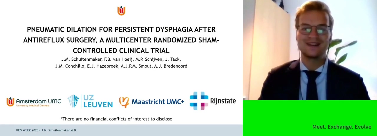 PNEUMATIC DILATION FOR PERSISTENT DYSPHAGIA AFTER ANTIREFLUX SURGERY, A MULTICENTER RANDOMIZED SHAM-CONTROLLED CLINICAL TRIAL