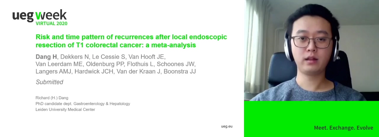 RISK AND TIME PATTERN OF RECURRENCES AFTER LOCAL ENDOSCOPIC RESECTION OF T1 COLORECTAL CANCER: A META-ANALYSIS