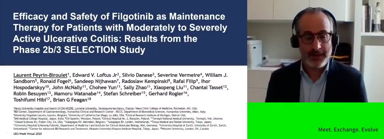 EFFICACY AND SAFETY OF FILGOTINIB AS MAINTENANCE THERAPY FOR PATIENTS WITH MODERATELY TO SEVERELY ACTIVE ULCERATIVE COLITIS: RESULTS FROM THE PHASE 2B/3 SELECTION STUDY