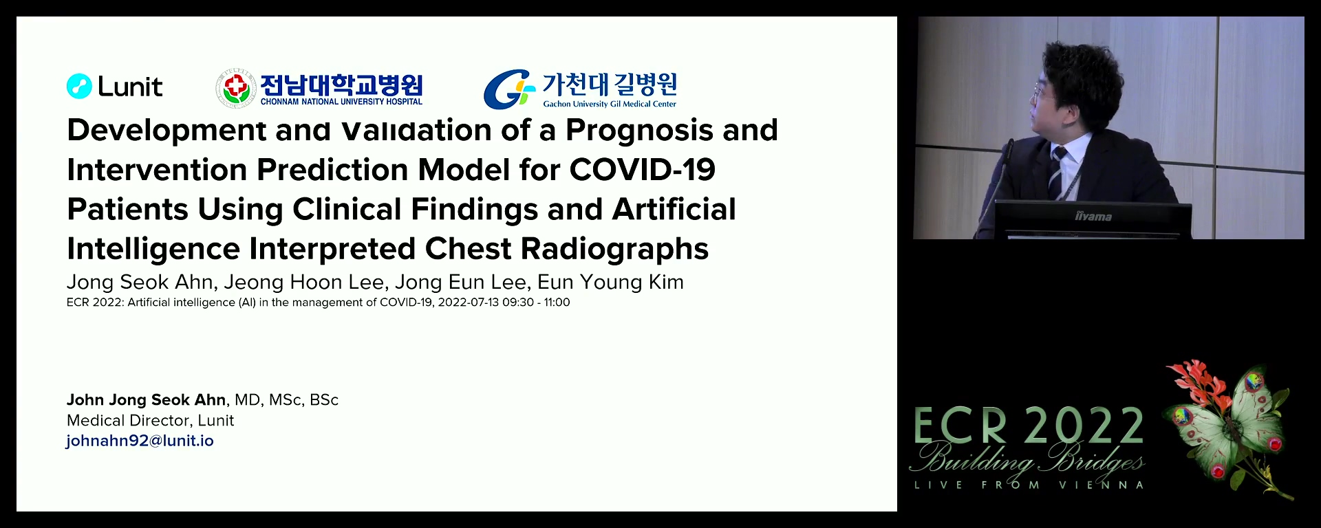 Development and validation of a prognosis and intervention prediction model for COVID-19 patients using clinical findings and artificial intelligence interpreted chest radiographs - Jong Seok Ahn, Seoul / KR