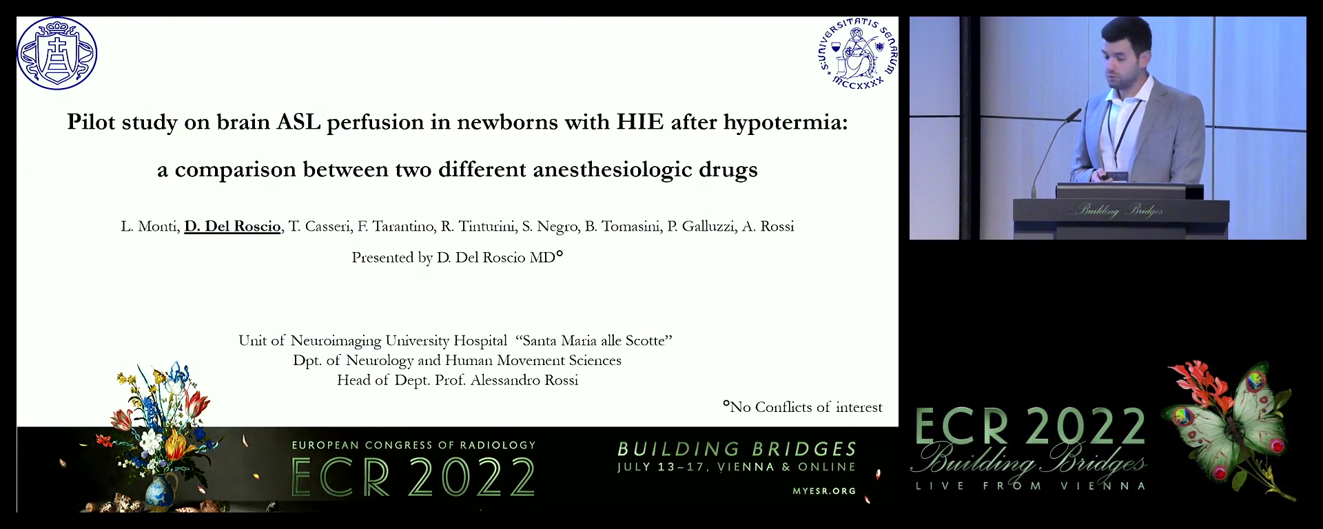Pilot study on brain ASL perfusion in newborns with HIE after hypothermia: a comparison between two different anesthesiologic drugs - Davide Del Roscio, Siena / IT