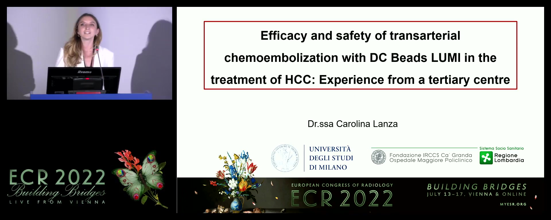 Efficacy and safety of transarterial chemoembolisation with DC Beads LUMI in the treatment of HCC: experience from a tertiary centre - Carolina Lanza, Milano / IT
