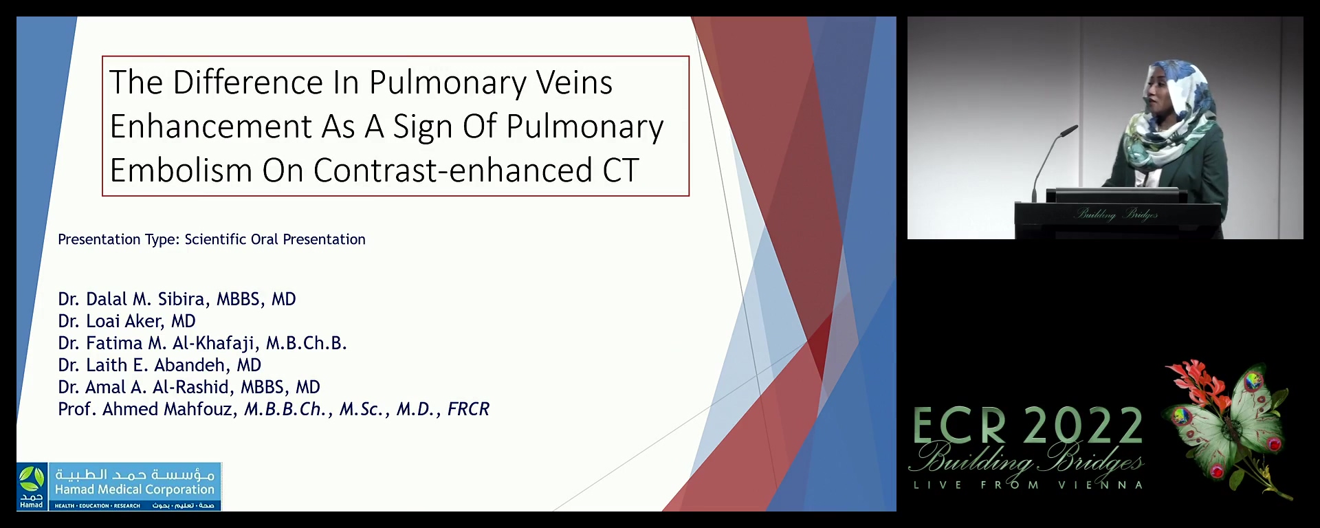 The difference in pulmonary veins enhancement as a sign of pulmonary embolism on contrast-enhanced CT - Dalal Sibira, Doha / QA
