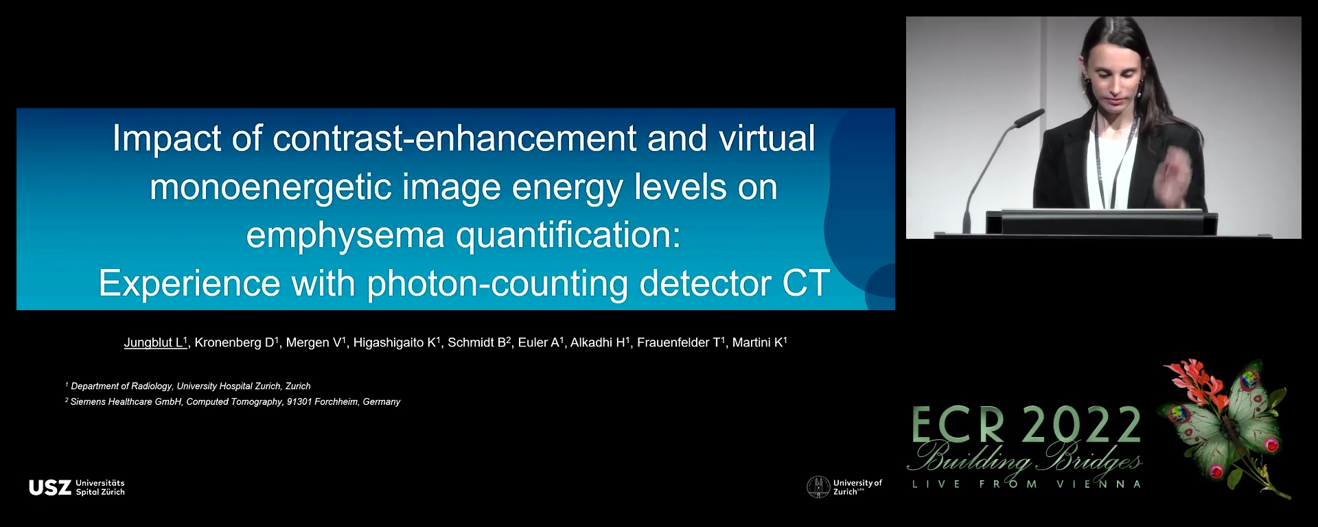 Impact of contrast-enhancement and virtual monoenergetic image energy levels on emphysema quantification: experience with photon-counting detector CT - Lisa Jungblut, Zürich / CH