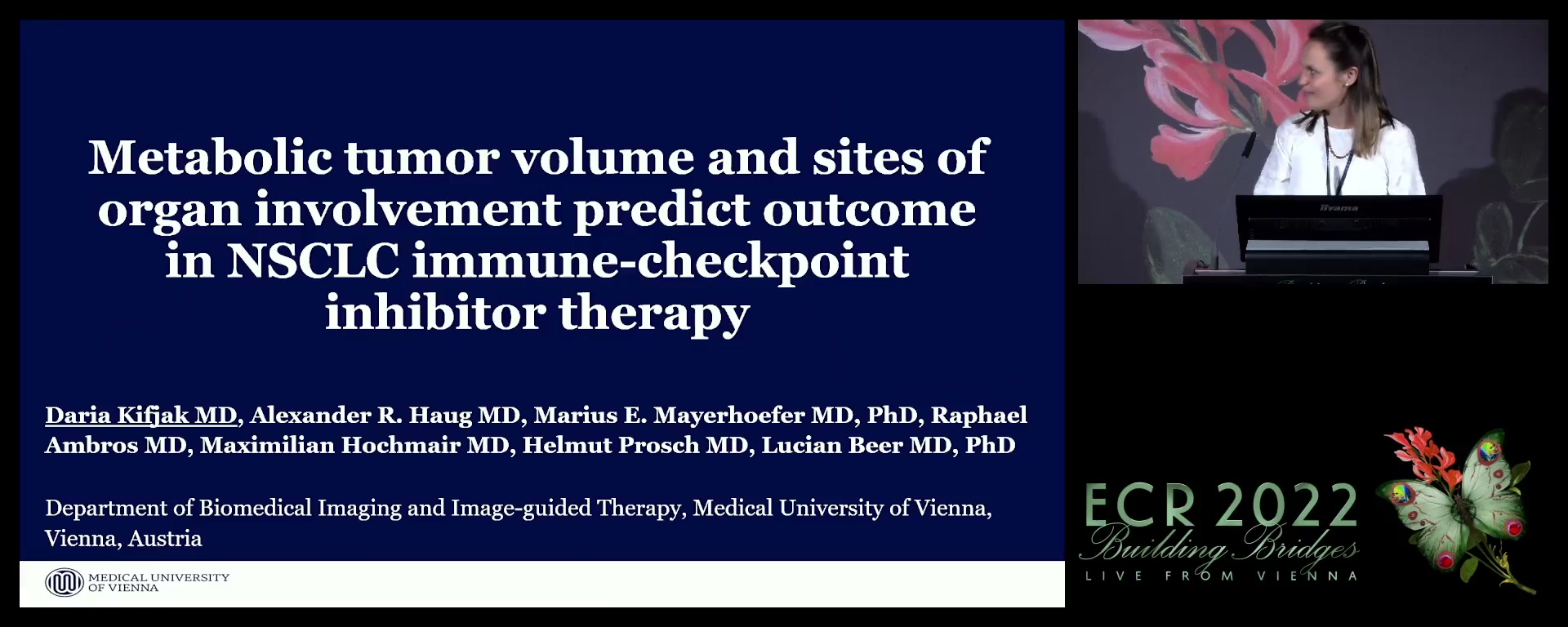 Pre-treatment metastatic site-specific metabolic tumour volume is associated with clinical endpoints in patients with NSCLC receiving immunotherapy - Daria Kifjak, Vienna / AT