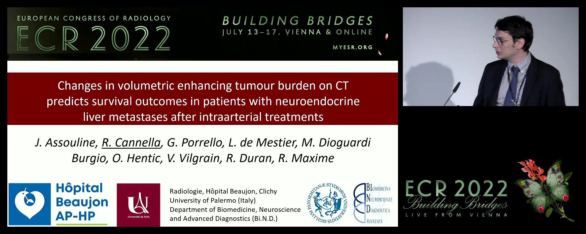 Changes in volumetric enhancing tumour burden on CT predicts survival outcomes in patients with neuroendocrine liver metastases after intraarterial treatments - Roberto Cannella, Palermo / IT