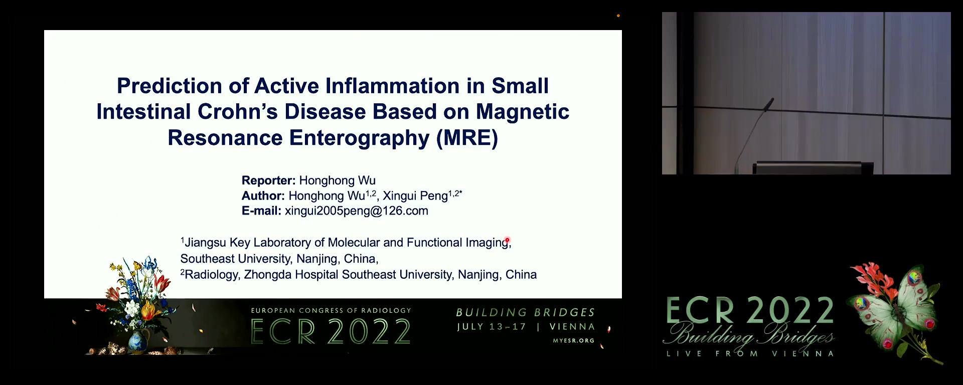 Prediction of active inflammation in small intestinal Crohn's disease based on MRE imaging - Honghong Wu, Nan jing / CN