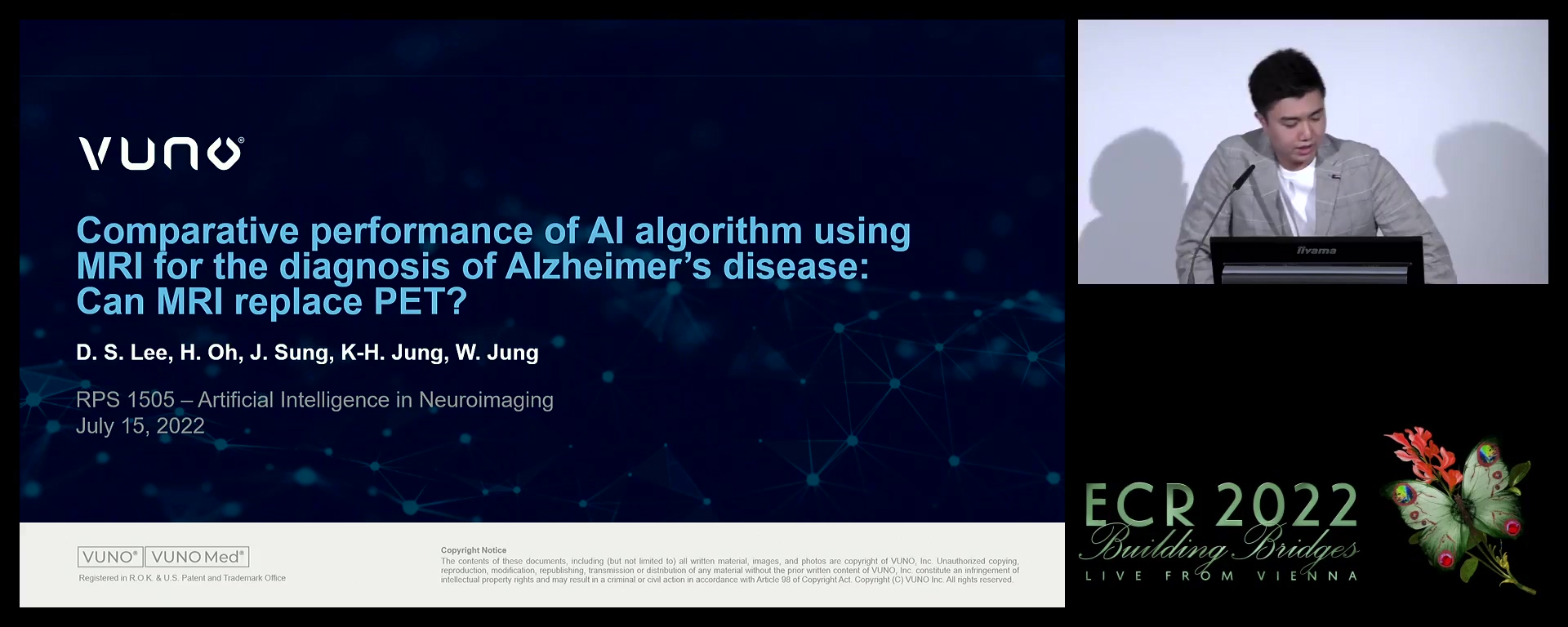 Comparative performance of AI algorithm using MRI for the diagnosis of Alzheimer’s disease: can MRI replace PET? - Wooseok Jung, Seoul / KR