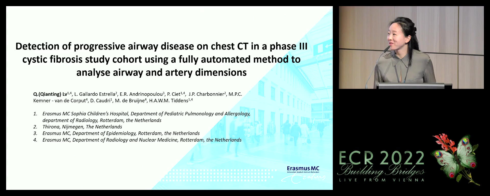 Detection of progressive airway disease on chest computed tomography in a phase III cystic fibrosis study cohort using a fully automated method to analyse airway and artery dimensions - Qianting Lv, Rotterdam / NL
