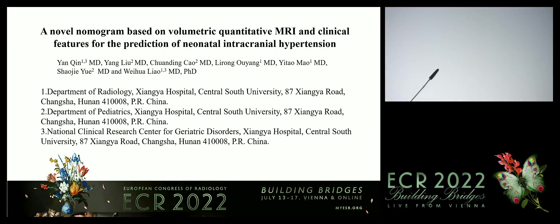 A novel nomogram based on volumetric quantitative MRI and clinical features for the prediction of neonatal intracranial hypertension - Yan Qin, Changsha / CN