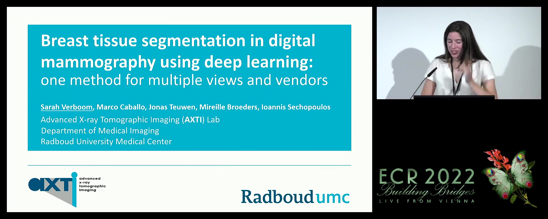 Breast tissue segmentation in digital mammography using deep learning: one method for multiple views and vendors - Sarah Verboom, Nijmegen / NL