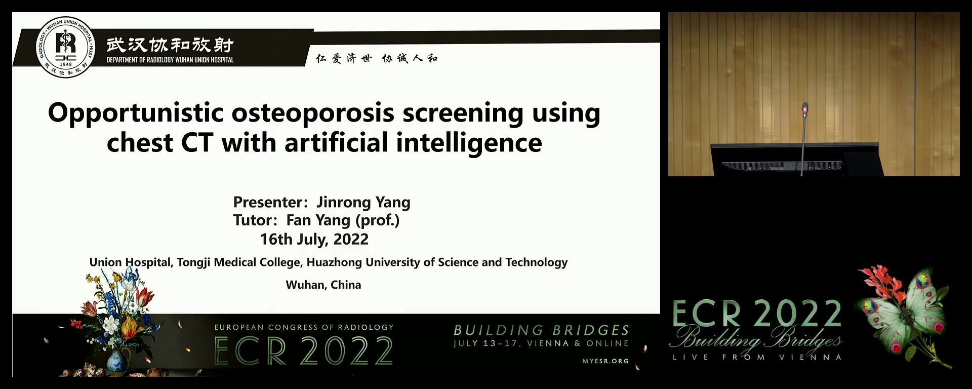 Opportunistic osteoporosis screening using chest CT with artificial intelligence - Jinrong Yang, Wuhan / CN