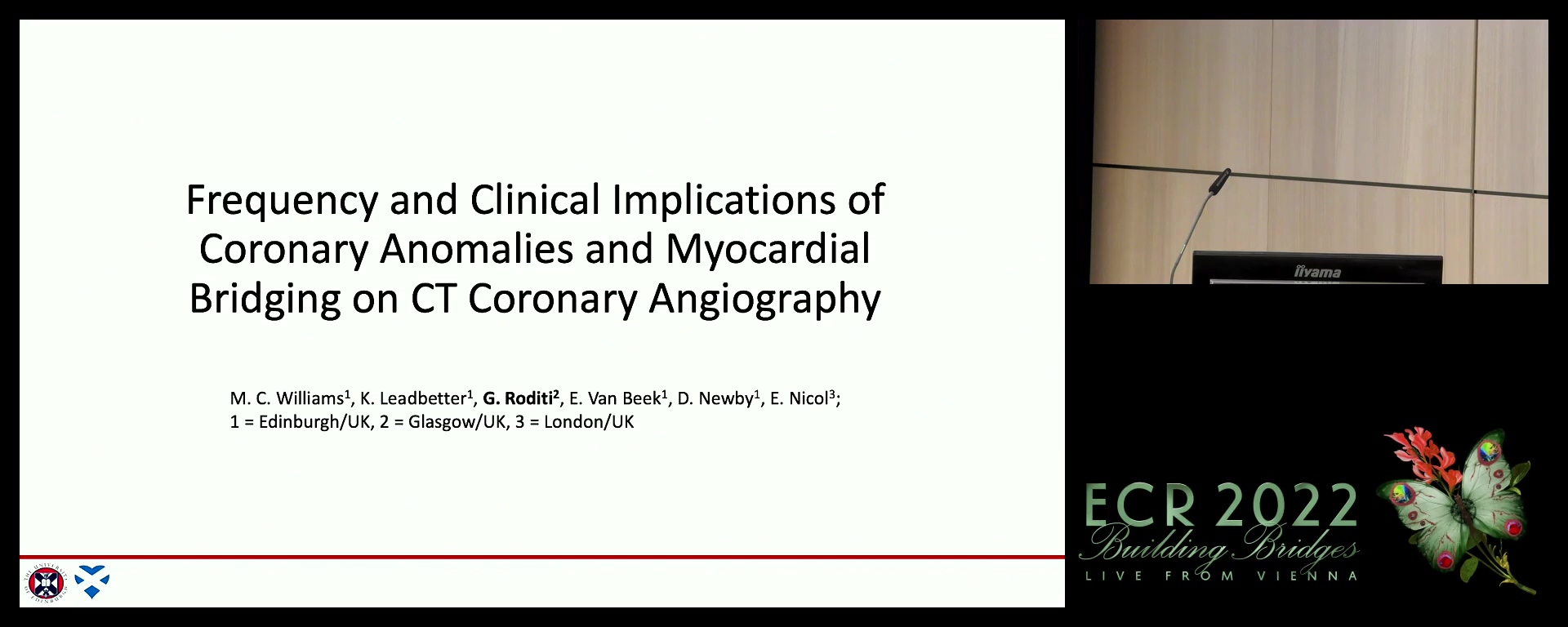Frequency and clinical implications of coronary anomalies and myocardial bridging on CT coronary angiography - Giles Hannibal Roditi, Glasgow / UK