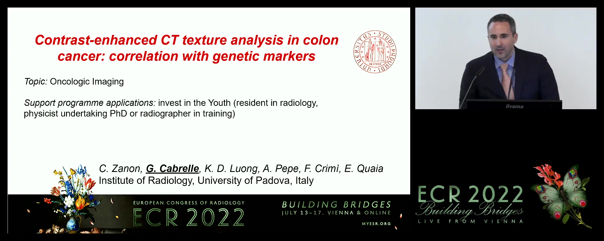 Contrast-enhanced computed tomography texture analysis in colon cancer: correlation with genetic markers - Giulio Cabrelle, Padua / IT