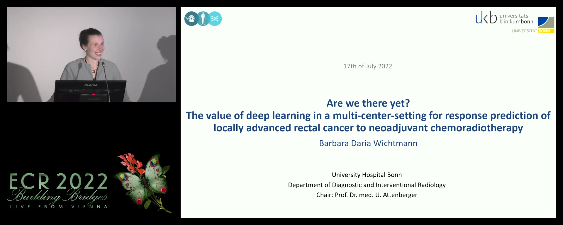 Are we there yet? The value of deep learning in a multicentre-setting for response prediction of locally advanced rectal cancer to neoadjuvant chemoradiotherapy - Barbara Wichtmann, Bonn / DE