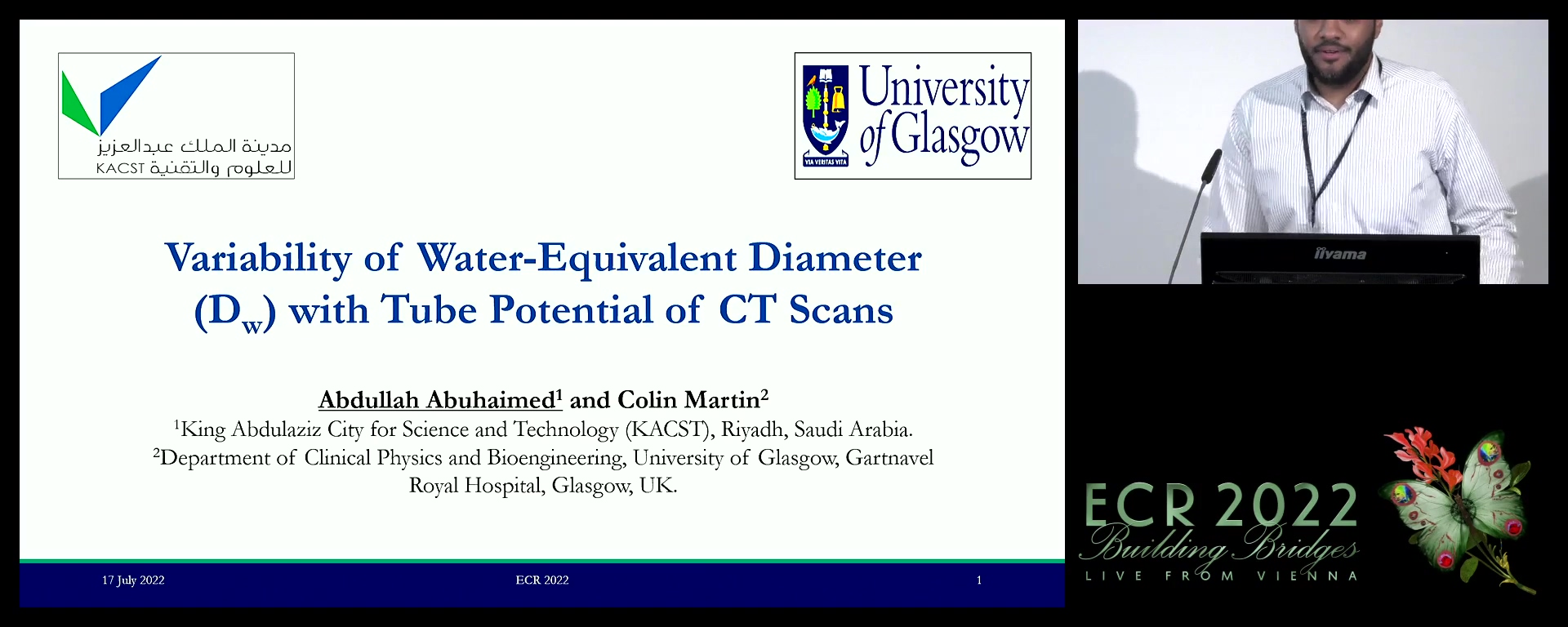 Variability of water-equivalent diameter (Dw) with tube potential of CT scans - Abdullah Abuhaimed, Riyadh / SA