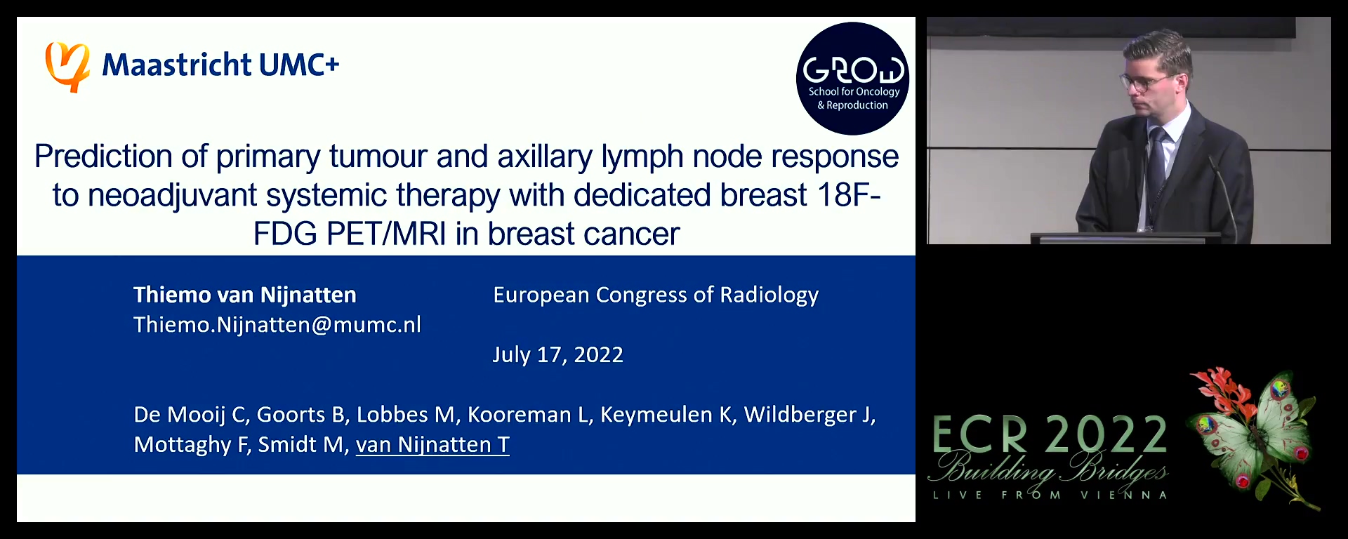 Prediction of primary tumour and axillary lymph node response to neoadjuvant systemic therapy with dedicated breast 18F-FDG PET/MRI in breast cancer - Thiemo van Nijnatten, Maastricht / NL