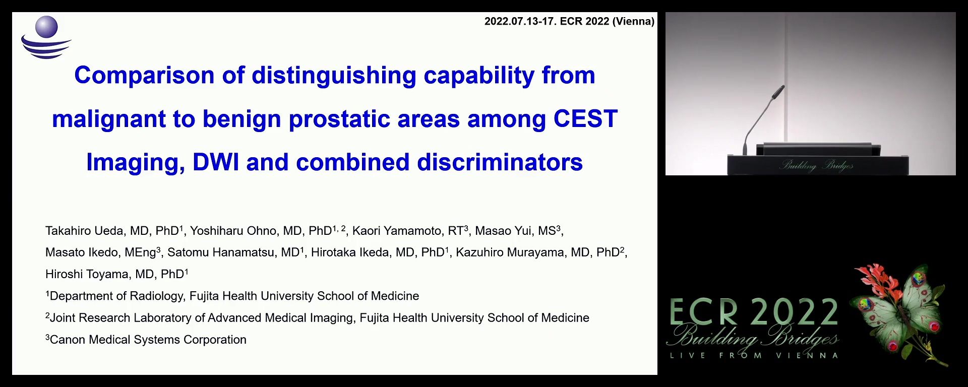 Comparison of distinguishing capability from malignant to benign prostatic areas among CEST Imaging, DWI and combined discriminators - Yoshiharu Ohno, Toyoake / JP