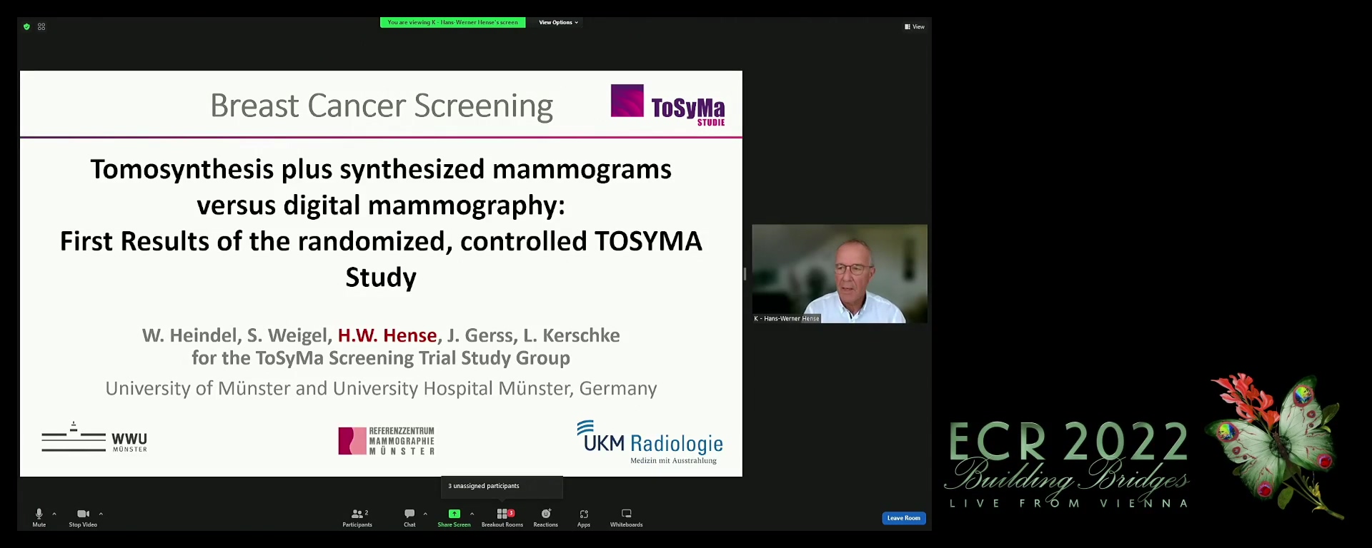 Breast cancer screening: tomosynthesis plus synthesised mammograms versus digital mammography: first results of the TOSYMA RCT