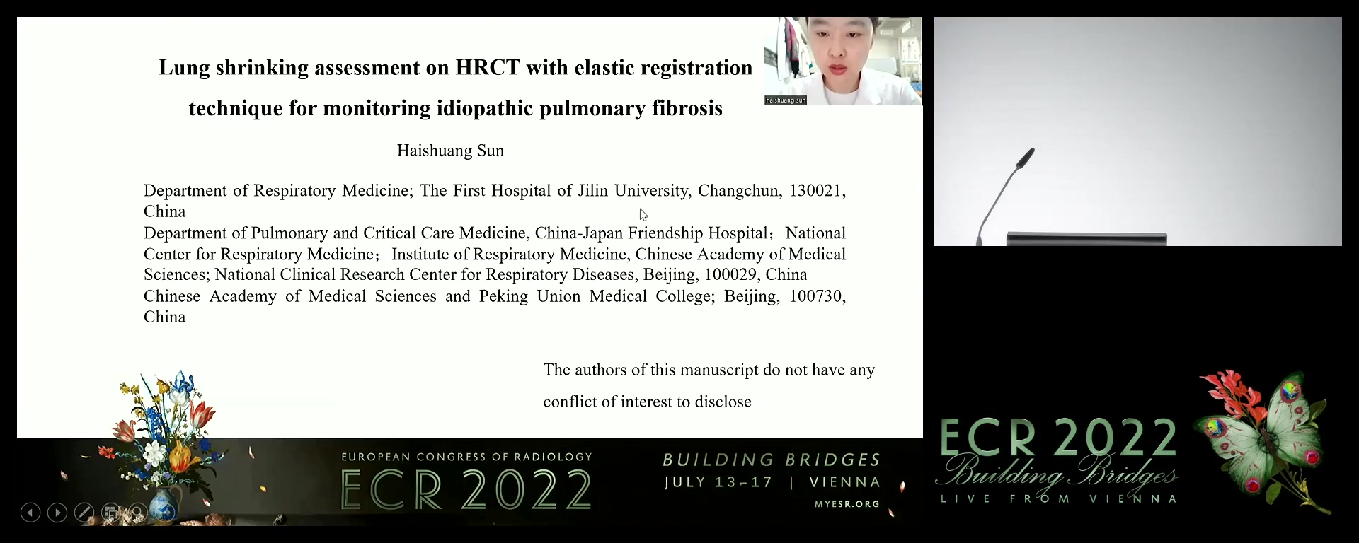 Lung CT-based elastic registration technique in longitudinal evaluation of idiopathic pulmonary fibrosis - Haishuang Sun, Changchun / CN