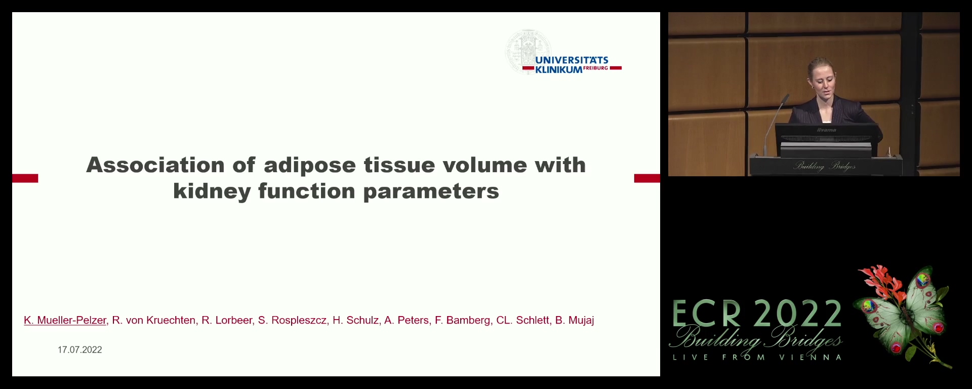 Association of adipose tissue volume with kidney function parameters - Katharina Mueller-Peltzer, Freiburg / DE