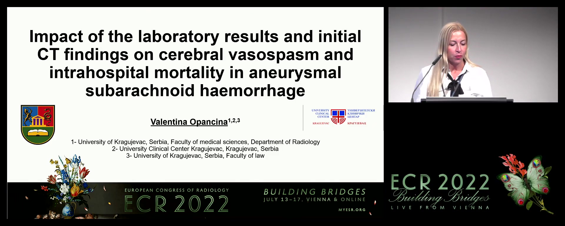 Impact of the laboratory results and initial CT findings on cerebral vasospasm and intrahospital mortality in aneurysmal subarachnoid haemorrhage - Valentina Opancina, Kragujevac / RS