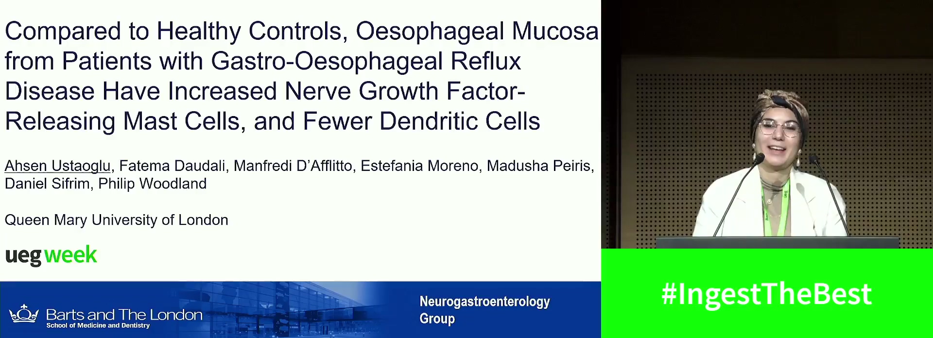 COMPARED TO HEALTHY SUBJECTS, OESOPHAGEAL MUCOSA FROM PATIENTS WITH GASTRO-OESOPHAGEAL REFLUX DISEASE HAVE INCREASED NERVE GROWTH FACTOR-RELEASING MAST CELLS, AND FEWER DENDRITIC CELLS