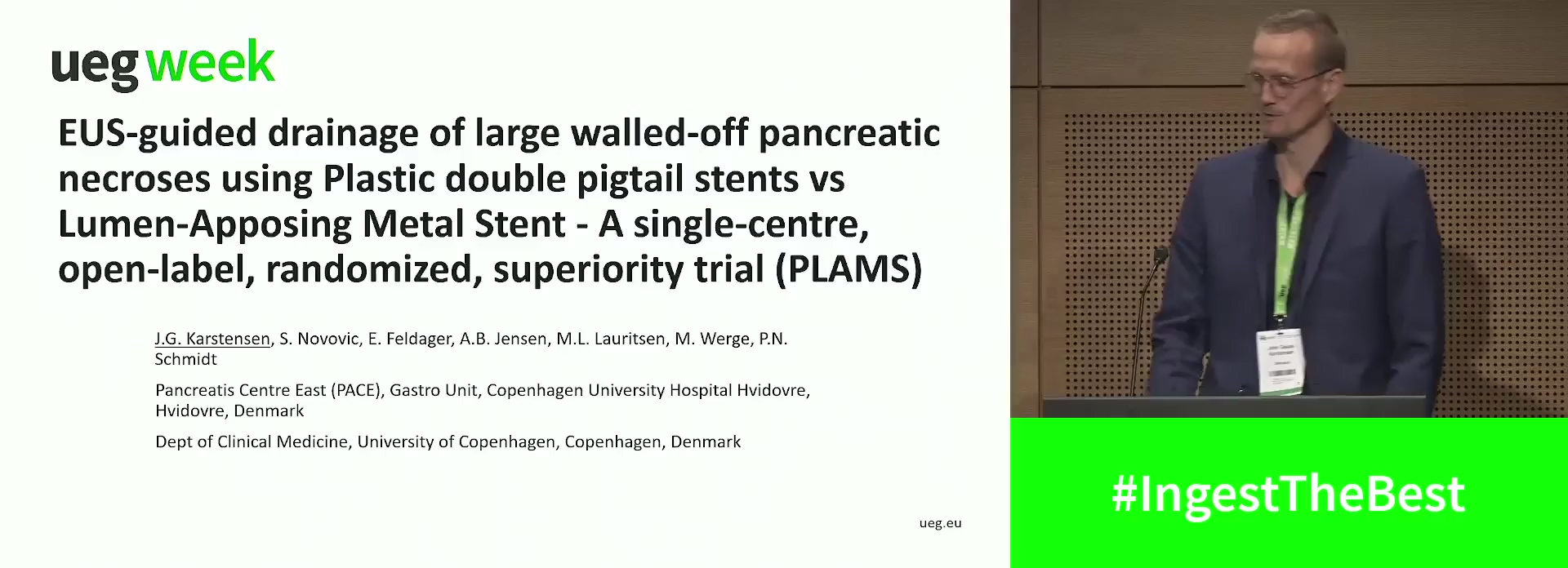 EUS-GUIDED DRAINAGE OF LARGE WALLED-OFF PANCREATIC NECROSES USING PLASTIC DOUBLE PIGTAIL STENTS VS LUMEN-APPOSING METAL STENT - A SINGLE-CENTRE, OPEN-LABEL, RANDOMIZED, SUPERIORITY TRIAL (PLAMS)