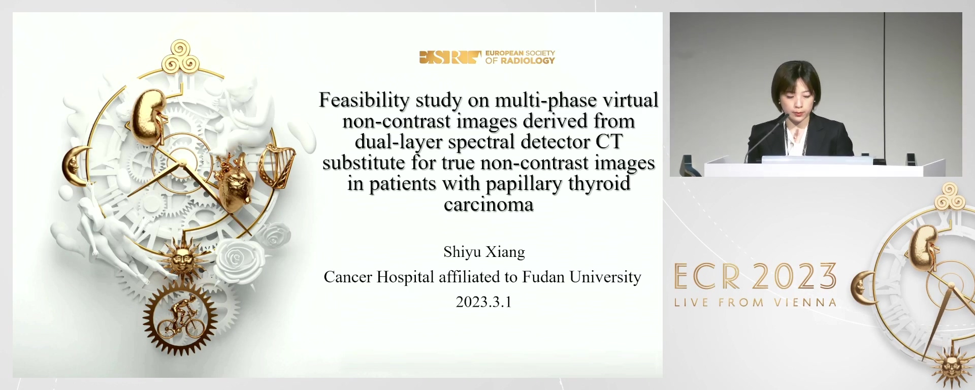 Feasibility study on multi-phase virtual non-contrast images derived from dual-layer spectral detector CT substitute for true non-contrast images in patients with thyroid carcinoma - Xiang  Shiyu, Shanghai / CN