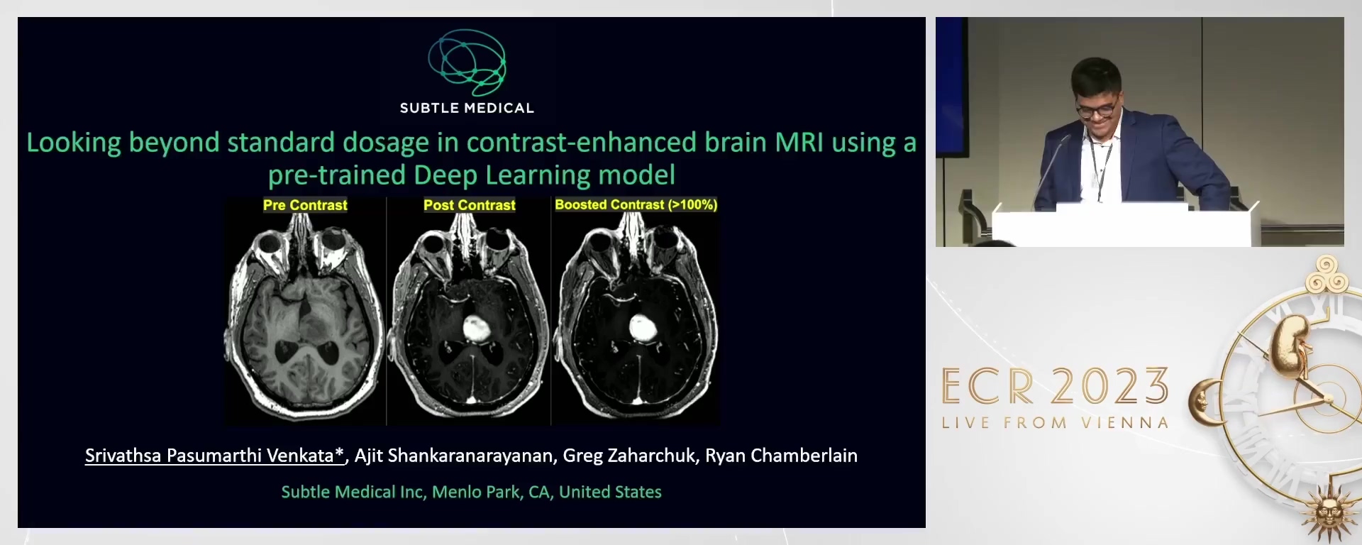 Looking beyond standard dosage in contrast-enhanced brain MRI using a pre-trained deep learning model - Srivathsa  Pasumarthi Venkata, Santa Clara / US