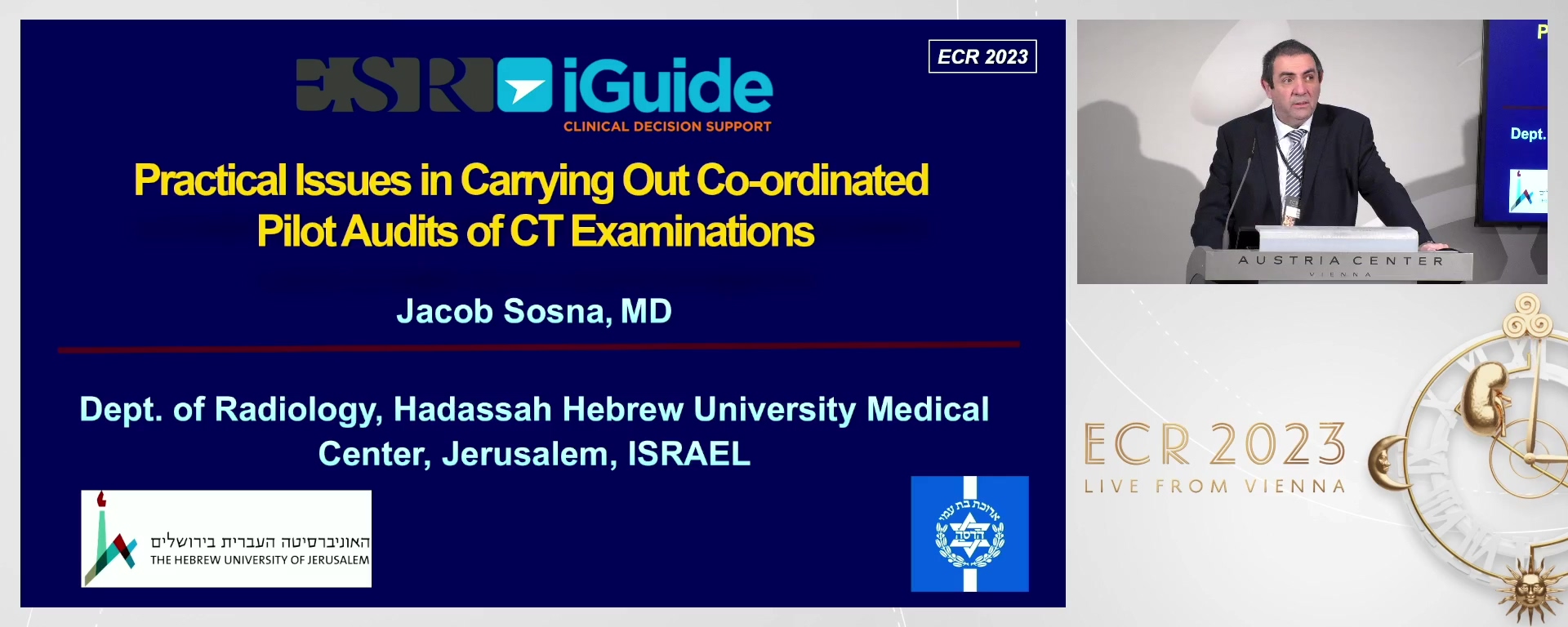 Practical issues in carrying out co-ordinated pilot audits of CT examinations - Jacob  Sosna, Jerusalem / IL