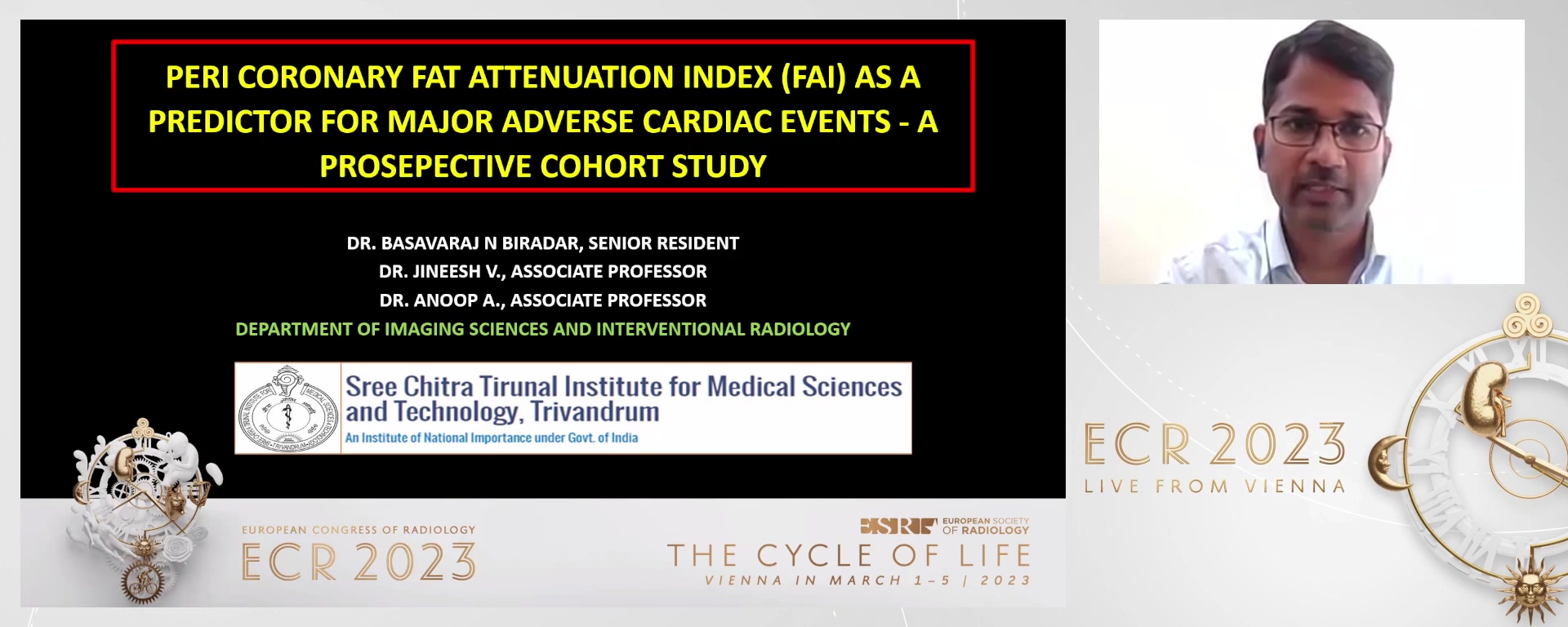 To assess the thickness of pericoronary adipose tissue and pericoronary fat attenuation index (FAI) as predictors for major adverse cardiac events (MACE)