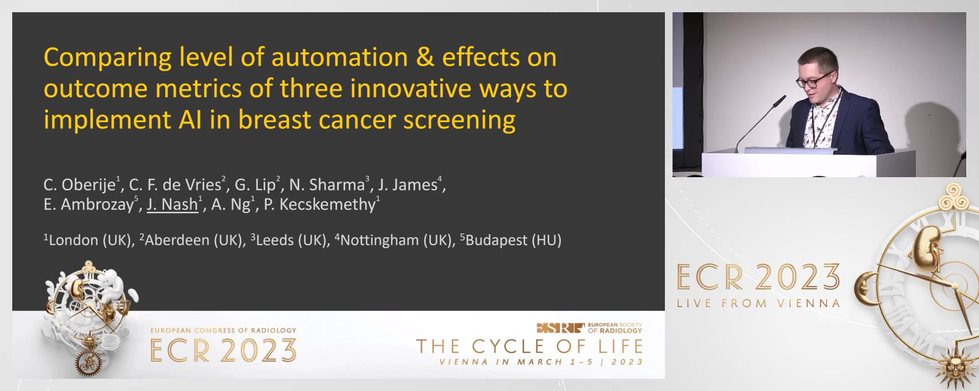Comparing level of automation and effects on outcome metrics of three innovative ways to implement AI in breast cancer screening - Jonathan Nash, Rowlands Castle / UK