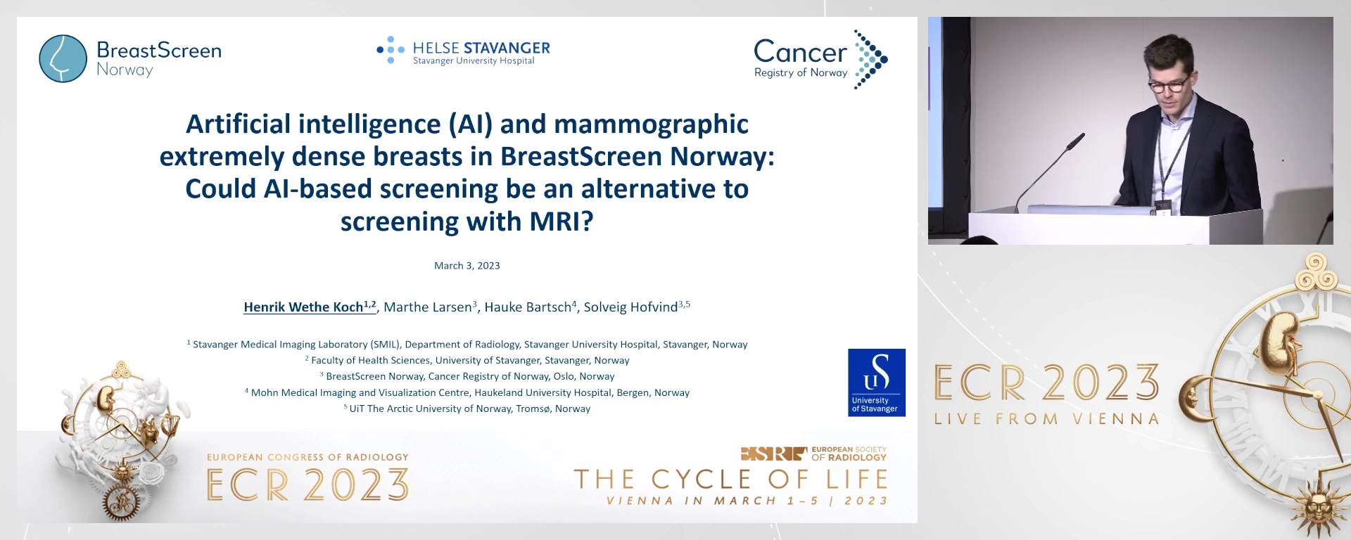 Artificial intelligence (AI) and mammographic extremely dense breasts in BreastScreen Norway: could AI-based screening be an alternative to screening with MRI? - Henrik Wethe Koch, Stavanger / NO
