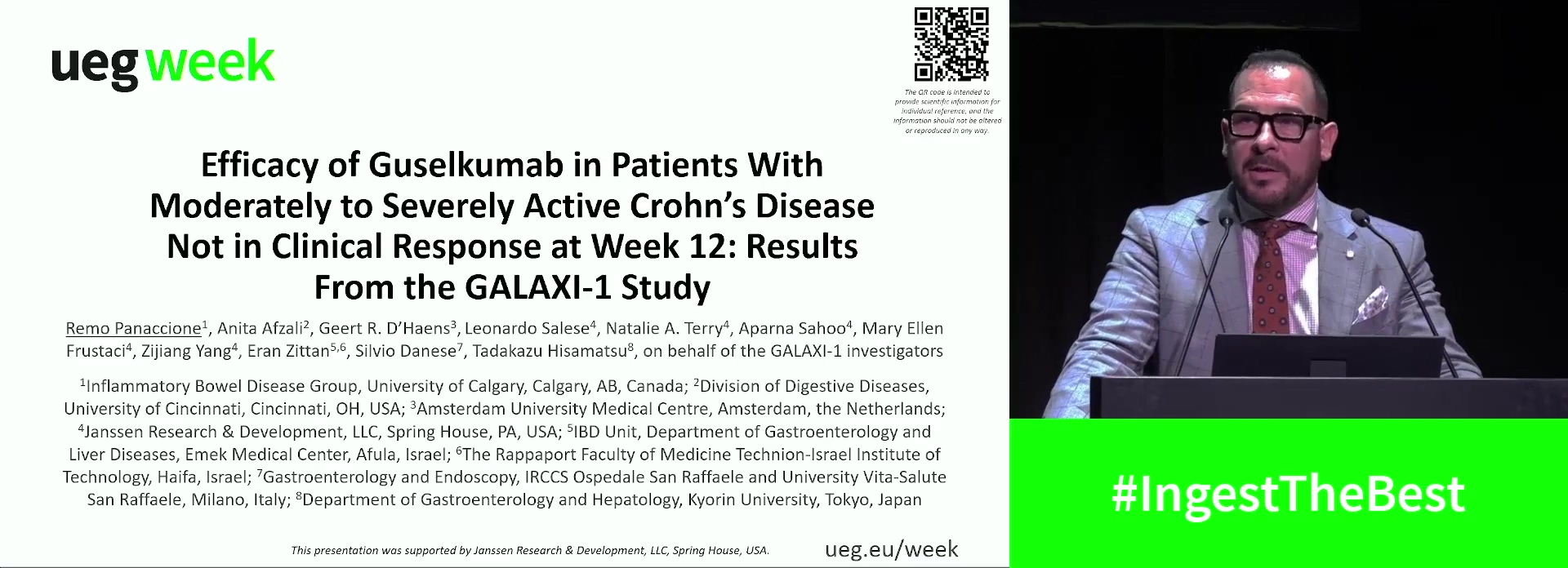 EFFICACY OF GUSELKUMAB IN PATIENTS WITH MODERATELY TO SEVERELY ACTIVE CROHN’S DISEASE NOT IN CLINICAL RESPONSE AT WEEK 12: RESULTS FROM THE GALAXI 1 STUDY