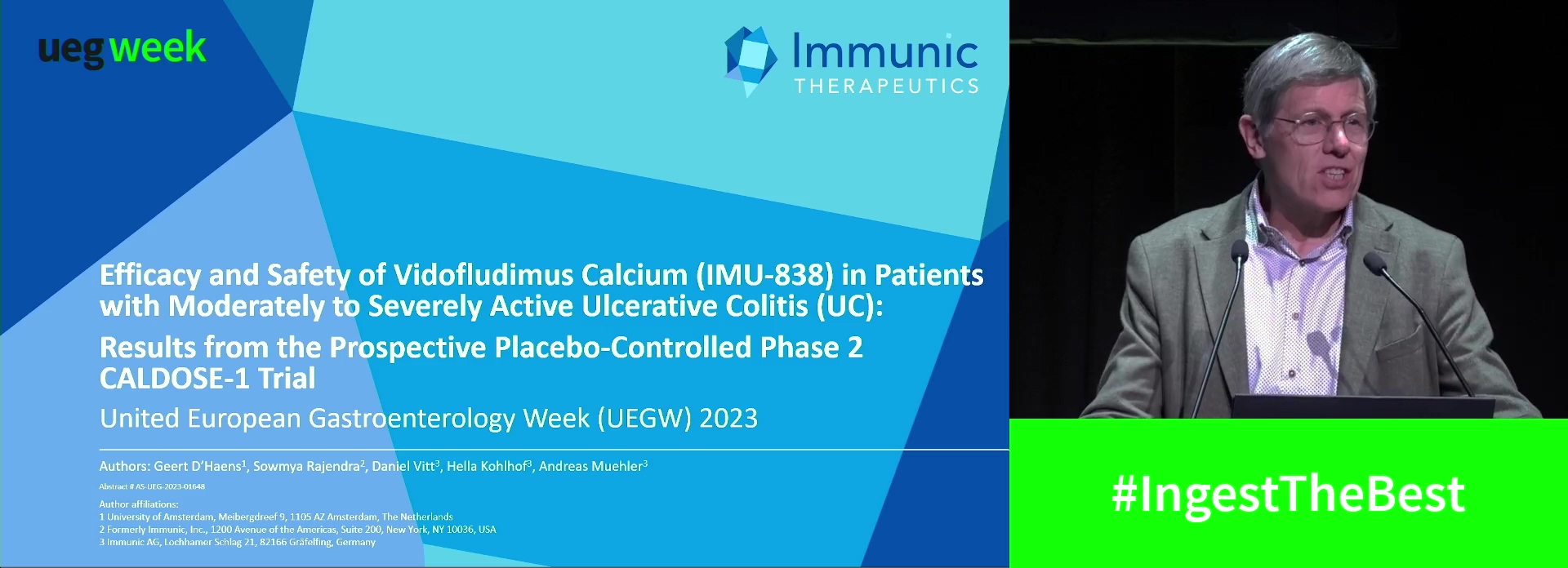 EFFICACY AND SAFETY OF VIDOFLUDIMUS CALCIUM (IMU-838) IN PATIENTS WITH MODERATELY TO SEVERELY ACTIVE ULCERATIVE COLITIS (UC):  RESULTS FROM THE PROSPECTIVE PLACEBO-CONTROLLED PHASE 2 CALDOSE-1 TRIAL