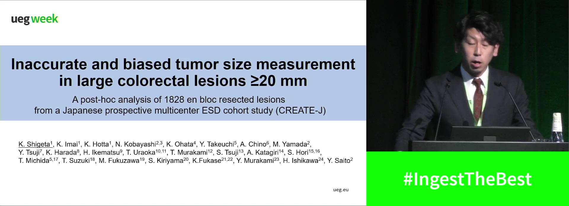 INACCURATE AND BIASED TUMOR SIZE MEASUREMENT IN LARGE COLORECTAL LESIONS ≥20 MM; A POST-HOC ANALYSIS OF 1828 EN BLOC RESECTED LESIONS FROM A JAPANESE PROSPECTIVE MULTICENTER ESD COHORT STUDY (CREATE-J)