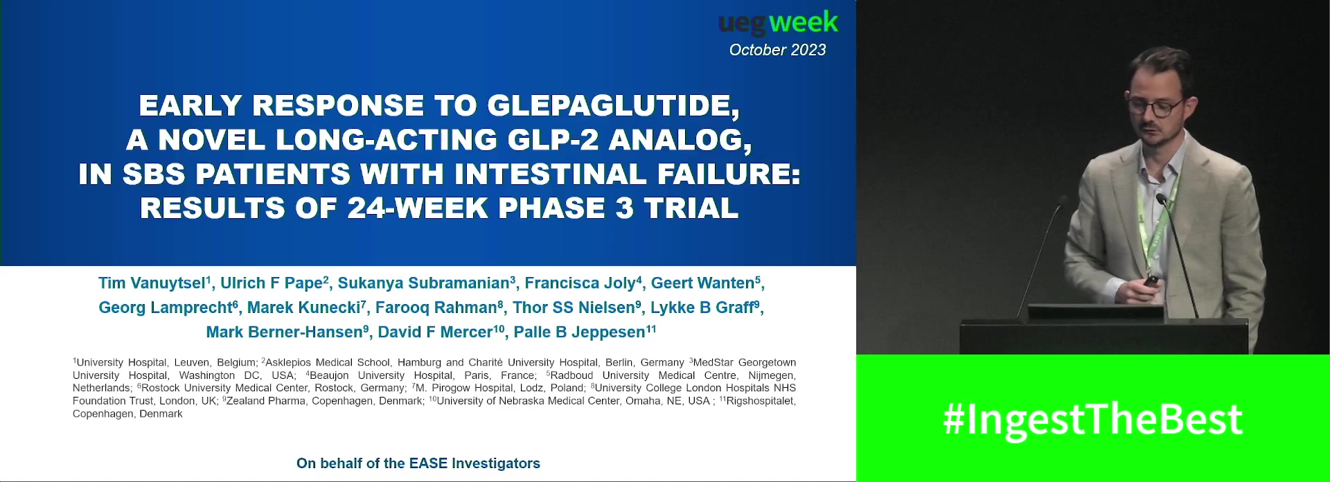 EARLY RESPONSE TO GLEPAGLUTIDE, A NOVEL LONG-ACTING GLP-2 ANALOG, IN SHORT BOWEL SYNDROME PATIENTS WITH INTESTINAL FAILURE: RESULTS OF 24-WEEK PHASE 3 TRIAL