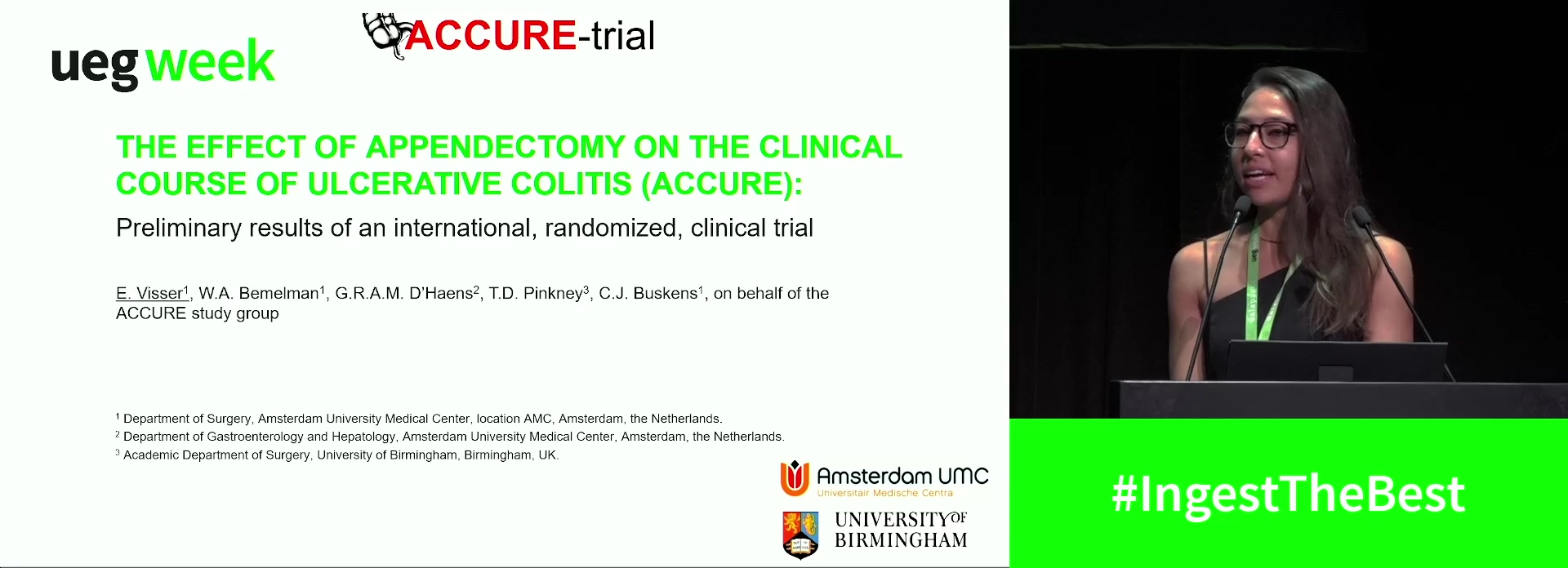 THE EFFECT OF APPENDECTOMY ON THE CLINICAL COURSE OF ULCERATIVE COLITIS (ACCURE): PRELIMINARY RESULTS OF AN INTERNATIONAL, RANDOMIZED, CLINICAL TRIAL