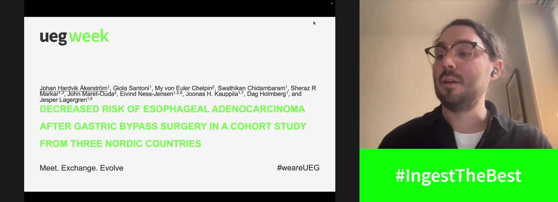 DECREASED RISK OF ESOPHAGEAL ADENOCARCINOMA AFTER GASTRIC BYPASS SURGERY IN A COHORT STUDY FROM THREE NORDIC COUNTRIES