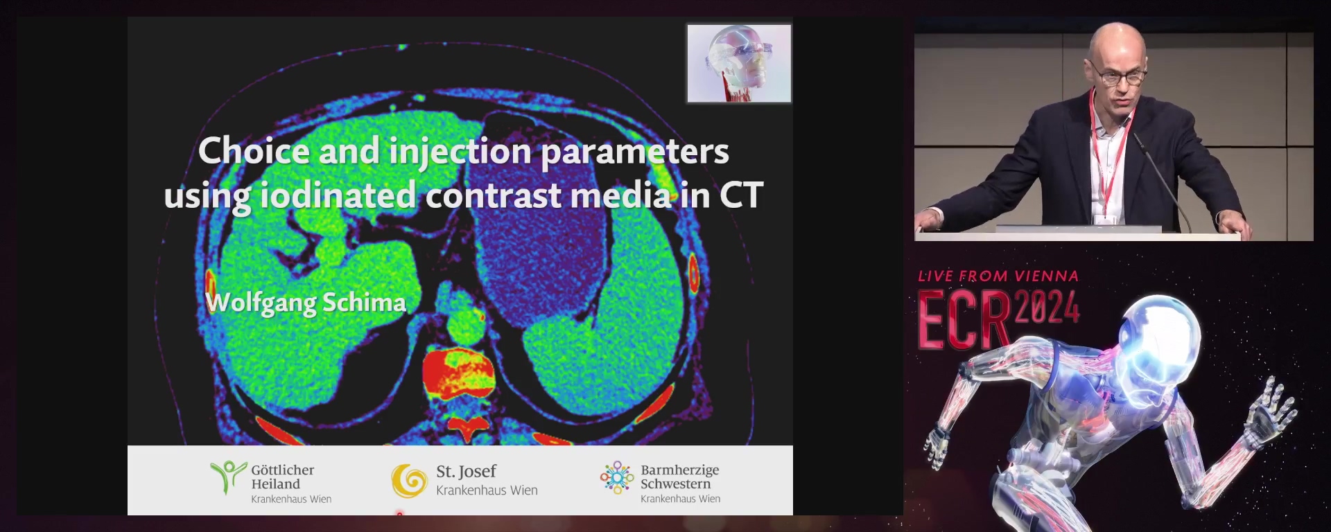 Choice and injection parameters using iodinated contrast media in CT